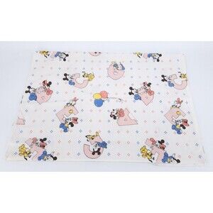 Vtg 1984 Dundee Disney Babies Receiving Blanket Flannel ABC Blocks Mickey Minnie